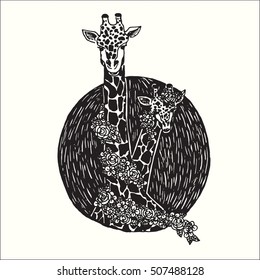 Hand Drawn Vector Illustration of Doodle abstract graphic art design in black and white abstract fantasy collection.