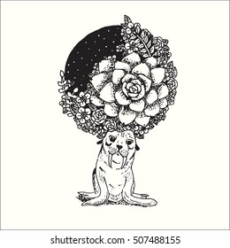 Hand Drawn Vector Illustration of Doodle abstract graphic art design in black and white abstract fantasy collection.