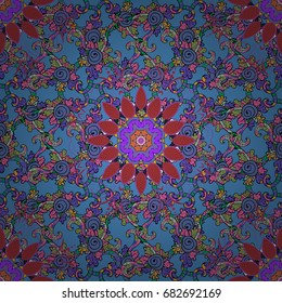 Hand drawn Vector illustration. Of doodle elements. Seamless flower pattern can be used for wallpaper, website background, wrapping paper, invitation, flyer, banner or website.