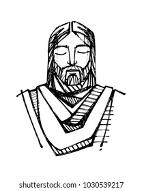 Hand Drawn Vector Illustration Drawing Jesus Stock Vector (Royalty Free ...