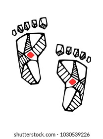 Hand drawn vector illustration or drawing of Jesus Christ feet