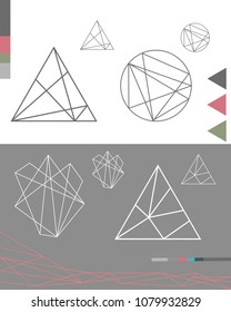 Hand drawn vector illustration or drawing of some polygonal abstract gemoetric figures