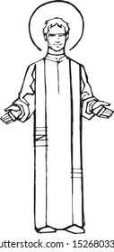 Hand drawn vector illustration or drawing of Saint John Bosco