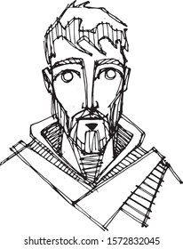 Hand drawn vector illustration or drawing of Sain Francis of Asis