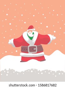 Hand drawn vector illustration or drawing of Santa Claus in the snow