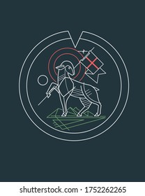 Hand drawn vector illustration or drawing of the symbol of Jesus Christ as the Lamb of God