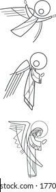 Hand drawn vector illustration or drawing of three angels in minimalist style
