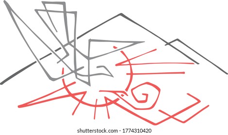 Hand drawn vector illustration or drawing of a religious dove and communication abstract symbol