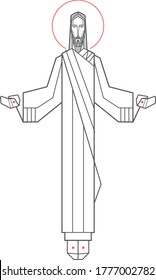 Hand drawn vector illustration or drawing of Jesus Christ