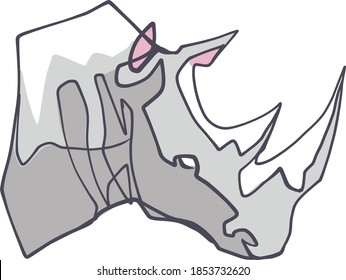 Hand drawn vector illustration or drawing of a rhino head