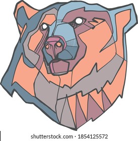 Hand drawn vector illustration or drawing of a bear head