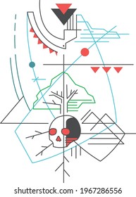 Hand drawn vector illustration or drawing of some christian symbols of life and death