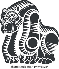 Hand drawn vector illustration or drawing of a mexican gorilla