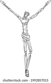 Hand drawn vector illustration or drawing of Jesus Christ at the Cross