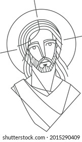 Hand drawn vector illustration or drawing of Jesus Christ face