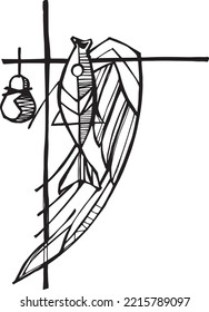  Handgezeichnete Vektorgrafik oder Zeichnung von Raphael Archangel