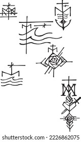 Hand drawn vector illustration or drawing of Symbols Mary
