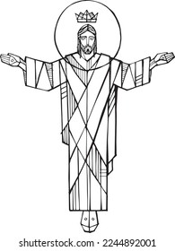 Hand drawn vector illustration or drawing of Jesus Christ
