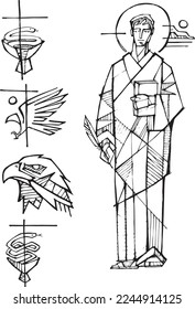 Hand drawn vector illustration or drawing of Saint John
