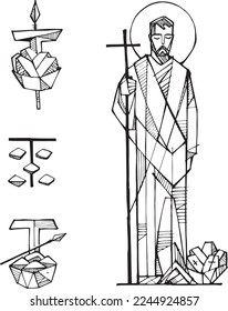 Hand drawn vector illustration or drawing of  Saint Philip
