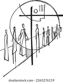 Handgezeichnete Vektorgrafik oder -zeichnung der Gemeinschaft
