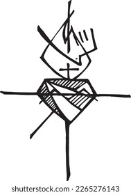 Ilustración vectorial dibujada a mano o dibujo de la cruz del apostolado

