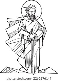 Hand drawn vector illustration or drawing of Saint Paul
