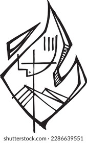 Ilustración vectorial por mano o dibujo del Espíritu Santo y llama
