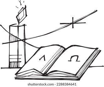 handgezeichnete Vektorgrafik oder Zeichnung der Bibel