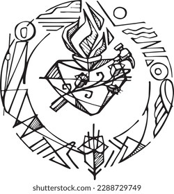 Hand drawn vector illustration or drawing of Joseph's Heart
