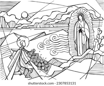 Virgen Mexicana De Guadalupe - Vector Del Color Ilustración del Vector -  Ilustración de méxico, editable: 32541406