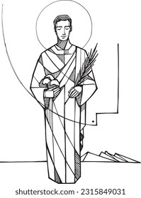 Hand drawn vector illustration or drawing of Saint Stephen