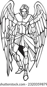 Hand drawn vector illustration or drawing of Saint Michael