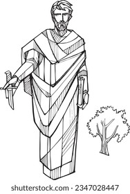 Ilustración vectorial dibujada a mano o dibujo de Nathanael 
