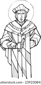 Hand drawn vector illustration or drawing of Saint Thomas More