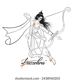 Hand drawn vector illustration, A drawing of Lord Rama, A very beautiful image of Hindu God Ram