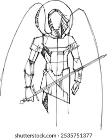 Ilustração vetorial desenhada à mão ou desenho de São Miguel Arcanjo