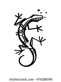 Hand drawn vector illustration or drawing of a lizard in a geometric style