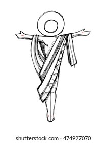 Hand drawn vector illustration or drawing of Jesus Christ Resurrection in a minimalist style