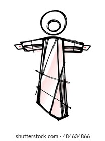 Hand drawn vector illustration or drawing of Jesus Christ Resurrection