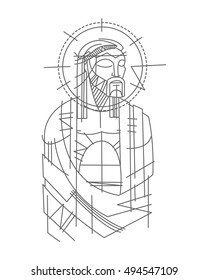 Hand drawn vector illustration or drawing of Jesus Christ prisioner