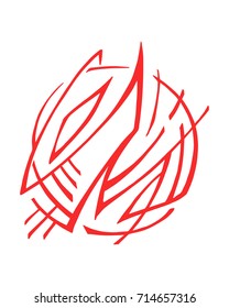 Hand drawn vector illustration or drawing of an abstract fire flames symbol or logo