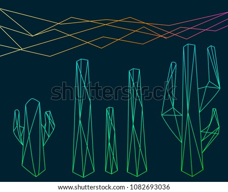 Hand drawn vector illustration or drawing of some polygonal cactus