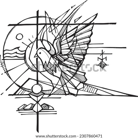 Hand drawn vector illustration or drawing of symbol holy spirit revives