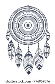 Hand drawn vector illustration of dream catcher