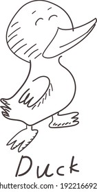 hand drawn vector illustration of a duck