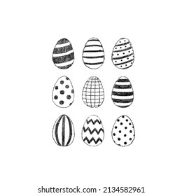 Hand drawn vector illustration of Easter egg set on white background.