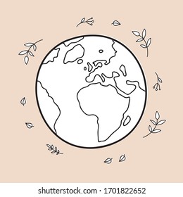 Dibujo manual de ilustraciones vectoriales de conceptos ecológicos. Cero residuos, reciclar, herramientas ecológicas, protección del medio ambiente.