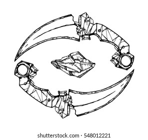 Hand drawn vector illustration - edged weapon. Vintage knife.