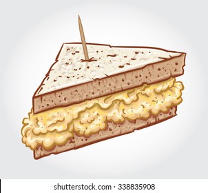 Hand drawn vector illustration of an Egg Sandwich, Scrambled Egg Sandwich.